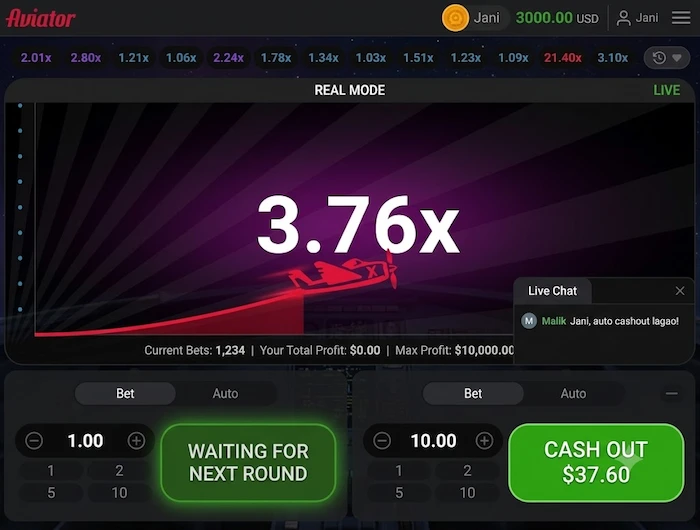 Aviator Game interface image