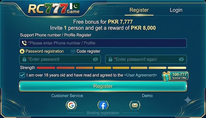 Rc777 Game interface image