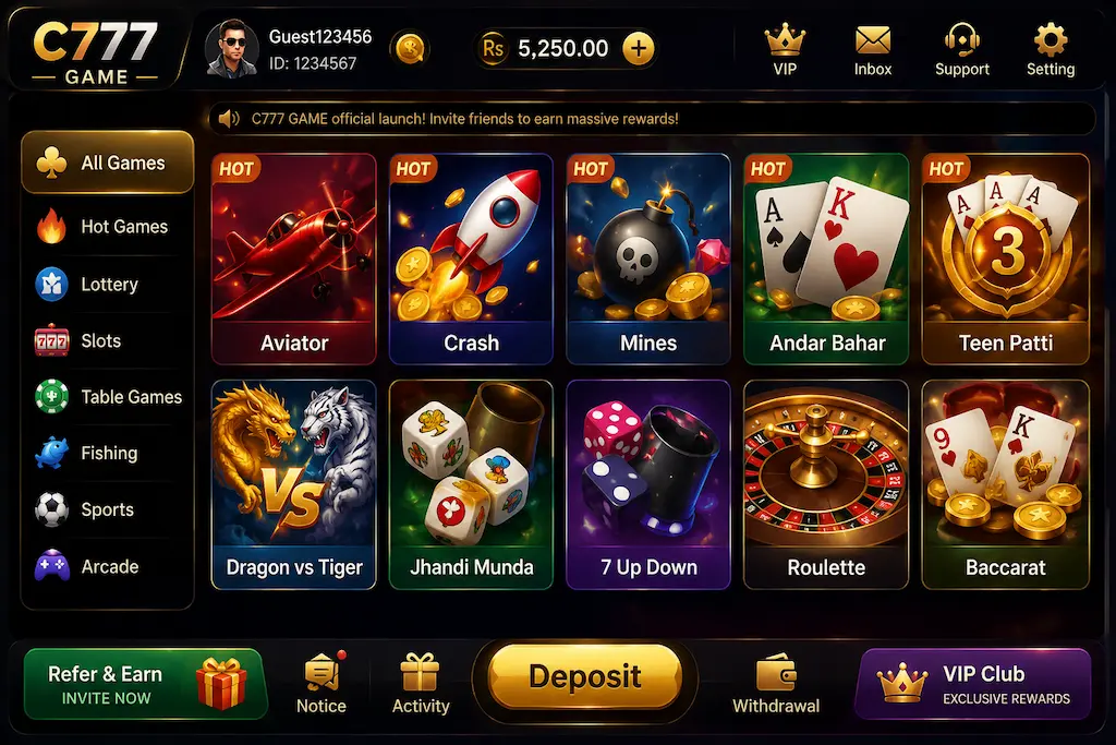 C777 Game interface image 